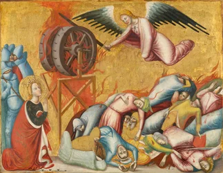 St. Catherine af Alexandria befriet fra hjulet, ca. 1325-1330 (tempera og bladguld på panel)